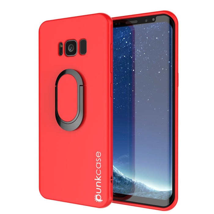 Galaxy S8 PLUS, Punkcase Magnetix Protective TPU Cover W/ Kickstand, Screen Protector [Red] (Color in image: red)