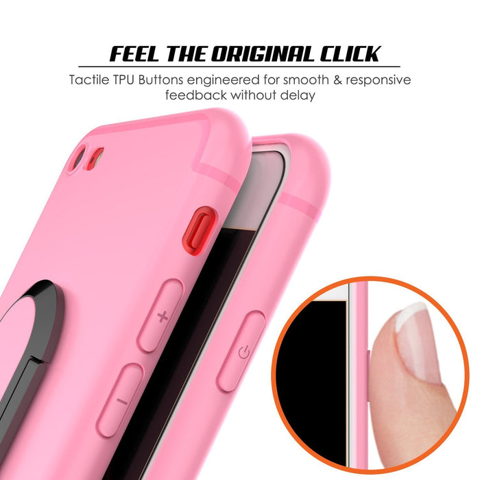 iPhone 8 Case, Punkcase Magnetix Protective TPU Cover W/ Kickstand, Tempered Glass Screen Protector [pink] (Color in image: black)