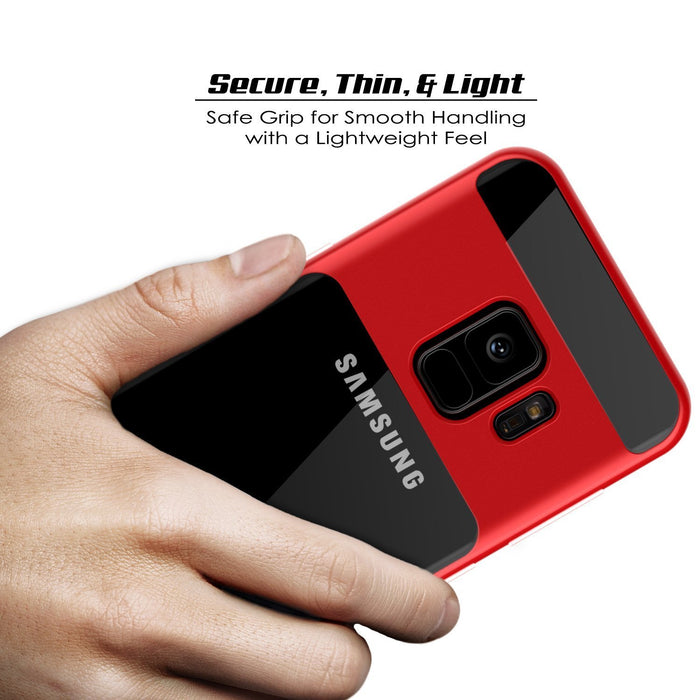 Galaxy S9 Case, PUNKcase [LUCID 3.0 Series] [Slim Fit] [Clear Back] Armor Cover w/ Integrated Kickstand, Anti-Shock System & PUNKSHIELD Screen Protector for Samsung Galaxy S9 [Red] (Color in image: Teal)