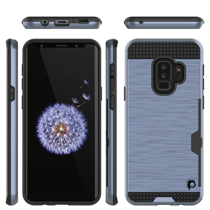 Galaxy S9 Plus Case, PUNKcase [SLOT Series] [Slim Fit] Dual-Layer Armor Cover w/Integrated Anti-Shock System, Credit Card Slot [Navy] (Color in image: Black)