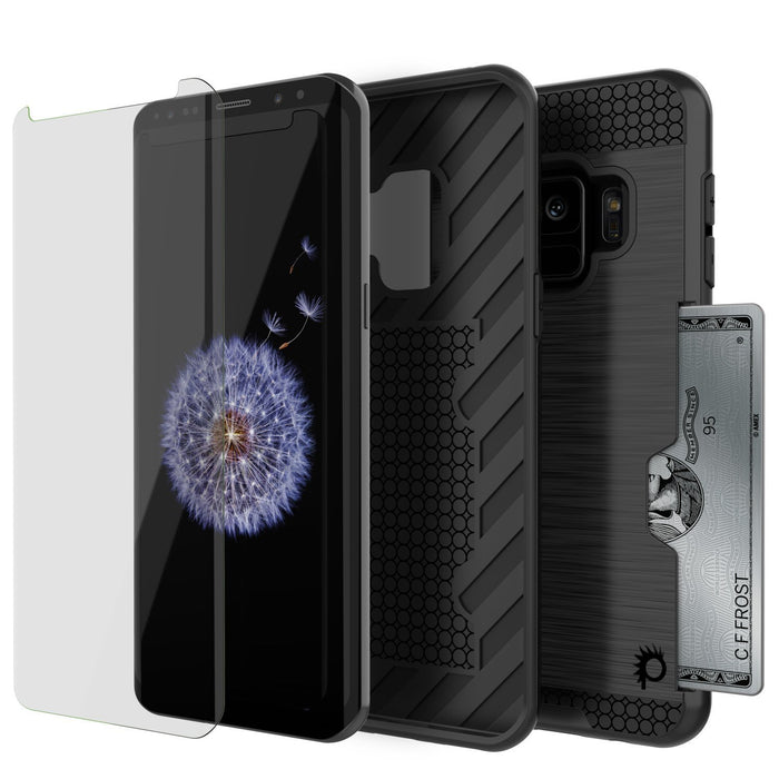 Galaxy S9 Case, PUNKcase [SLOT Series] [Slim Fit] Dual-Layer Armor Cover w/Integrated Anti-Shock System, Credit Card Slot [Black] (Color in image: White)