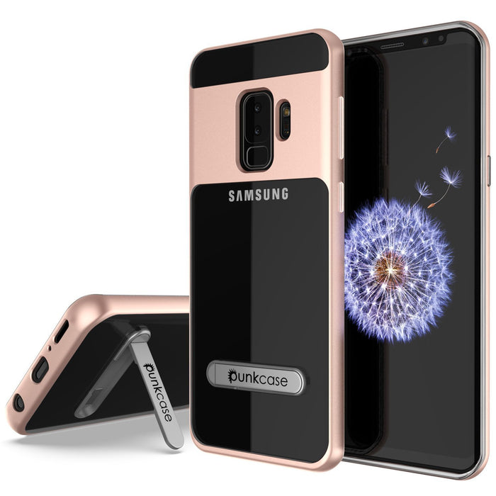 Galaxy S9+ Plus Case, PUNKcase [LUCID 3.0 Series] [Slim Fit] [Clear Back] Armor Cover w/ Integrated Kickstand, Anti-Shock System & PUNKSHIELD Screen Protector for Samsung Galaxy S9+ Plus [Rose Gold] (Color in image: Rose Gold)