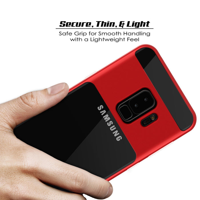 Galaxy S9+ Plus Case, PUNKcase [LUCID 3.0 Series] [Slim Fit] [Clear Back] Armor Cover w/ Integrated Kickstand, Anti-Shock System & PUNKSHIELD Screen Protector for Samsung Galaxy S9+ Plus [Red] (Color in image: Teal)