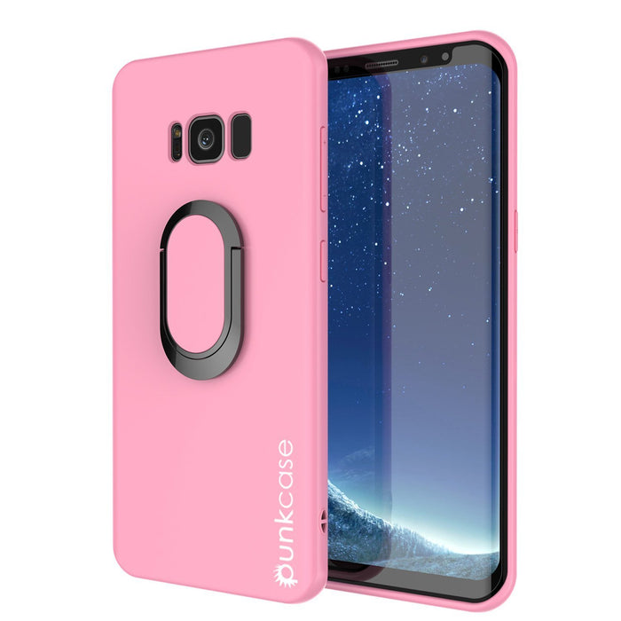 Galaxy S8 PLUS, Punkcase Magnetix Protective TPU Cover W/ Kickstand, Screen Protector [Pink] (Color in image: pink)