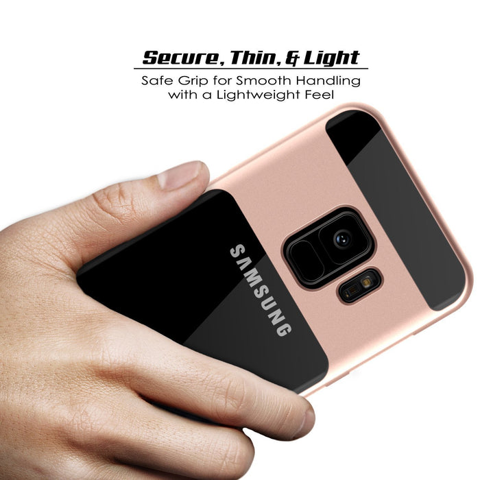 Galaxy S9 Case, PUNKcase [LUCID 3.0 Series] [Slim Fit] [Clear Back] Armor Cover w/ Integrated Kickstand, Anti-Shock System & PUNKSHIELD Screen Protector for Samsung Galaxy S9 [Rose Gold] (Color in image: Teal)