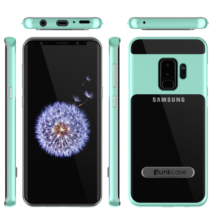 Galaxy S9+ Plus Case, PUNKcase [LUCID 3.0 Series] [Slim Fit] [Clear Back] Armor Cover w/ Integrated Kickstand, Anti-Shock System & PUNKSHIELD Screen Protector for Samsung Galaxy S9+ Plus [Teal] (Color in image: Rose Gold)