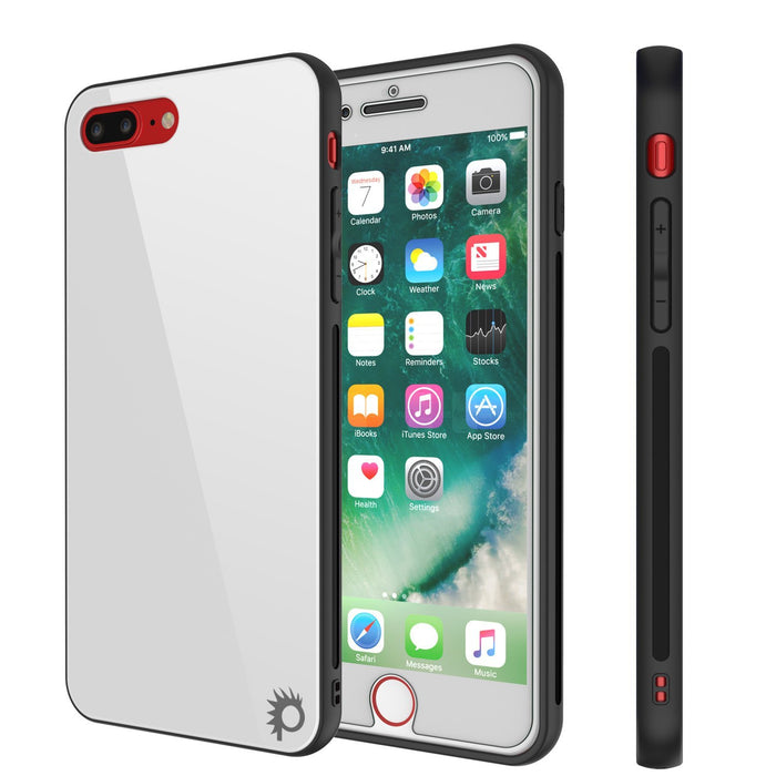 iPhone 8 PLUS Case, Punkcase GlassShield Ultra Thin Protective 9H Full Body Tempered Glass Cover W/ Drop Protection & Non Slip Grip for Apple iPhone 7 PLUS / Apple iPhone 8 PLUS (White) (Color in image: White)