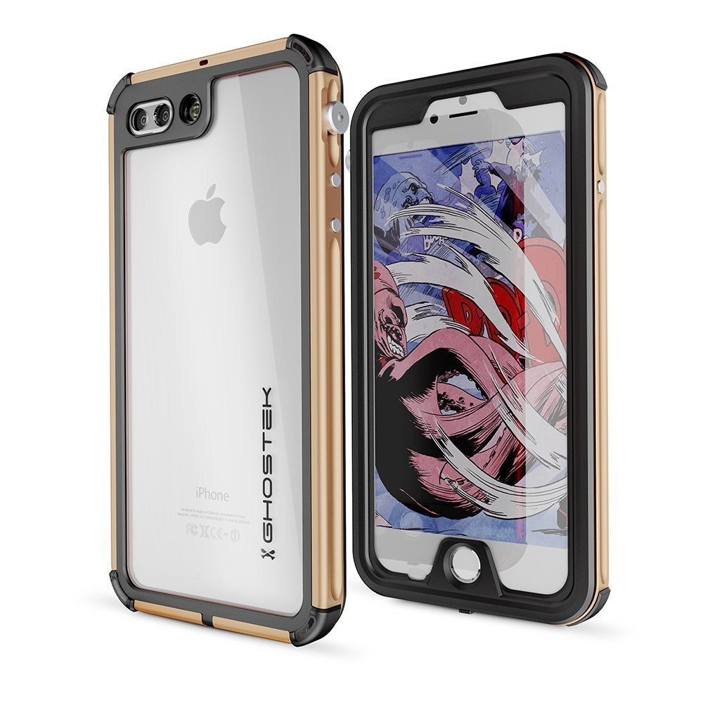 iPhone 7+ Plus Waterproof Case, Ghostek® Atomic 3.0 Gold Series (Color in image: Gold)
