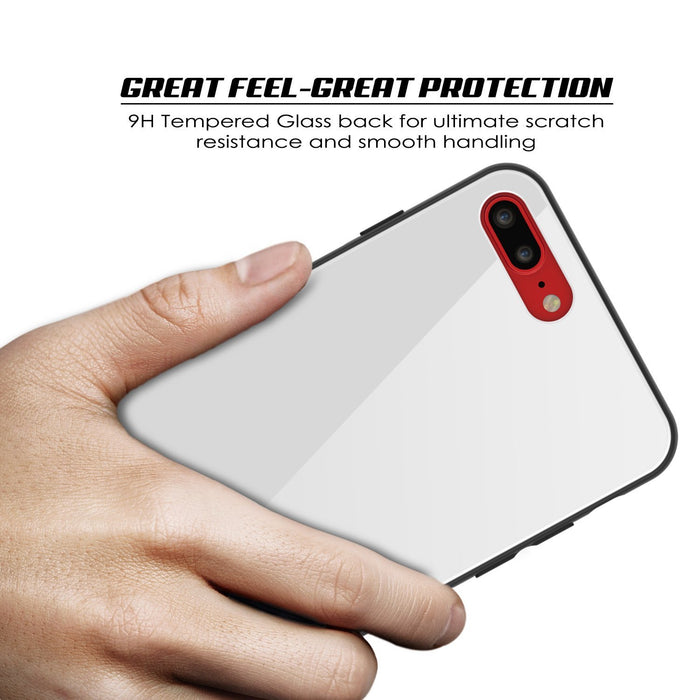 iPhone 8 PLUS Case, Punkcase GlassShield Ultra Thin Protective 9H Full Body Tempered Glass Cover W/ Drop Protection & Non Slip Grip for Apple iPhone 7 PLUS / Apple iPhone 8 PLUS (White) (Color in image: Black)