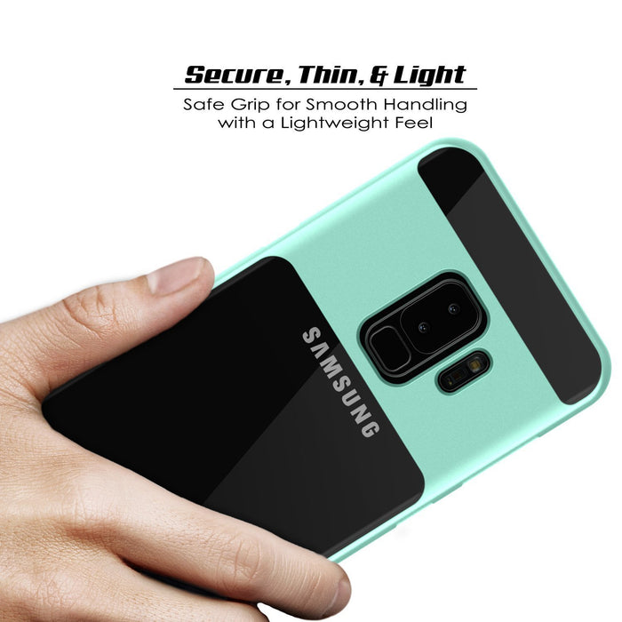 Galaxy S9+ Plus Case, PUNKcase [LUCID 3.0 Series] [Slim Fit] [Clear Back] Armor Cover w/ Integrated Kickstand, Anti-Shock System & PUNKSHIELD Screen Protector for Samsung Galaxy S9+ Plus [Teal] (Color in image: Silver)