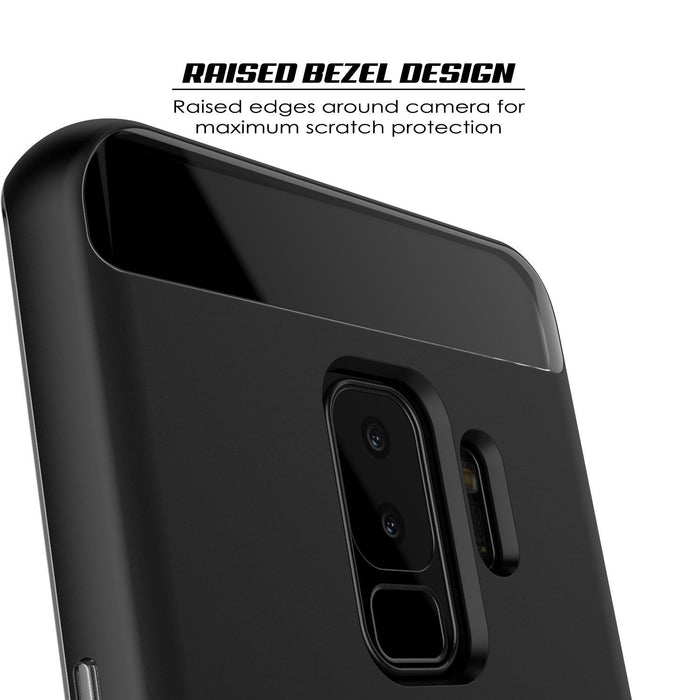Galaxy S9+ Plus Case, PUNKcase [LUCID 3.0 Series] [Slim Fit] [Clear Back] Armor Cover w/ Integrated Kickstand, Anti-Shock System & PUNKSHIELD Screen Protector for Samsung Galaxy S9+ Plus [Black] 