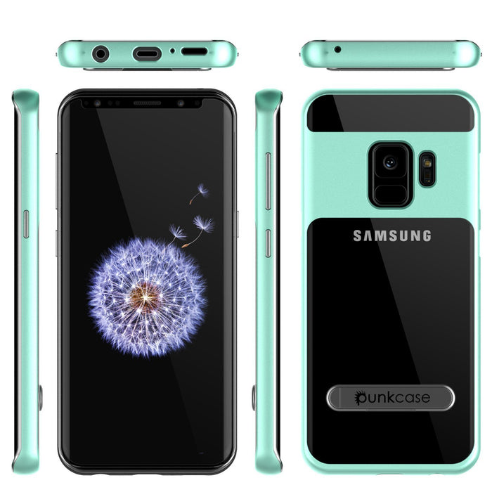 Galaxy S9 Case, PUNKcase [LUCID 3.0 Series] [Slim Fit] [Clear Back] Armor Cover w/ Integrated Kickstand, Anti-Shock System & PUNKSHIELD Screen Protector for Samsung Galaxy S9 [Teal] (Color in image: Rose Gold)