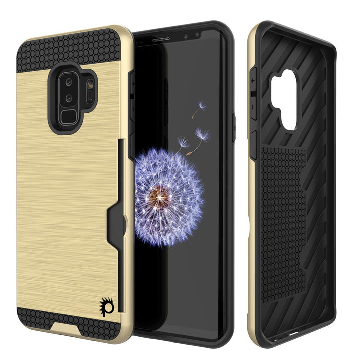Galaxy S9 Plus Case, PUNKcase [SLOT Series] [Slim Fit] Dual-Layer Armor Cover w/Integrated Anti-Shock System [Gold] (Color in image: Gold)
