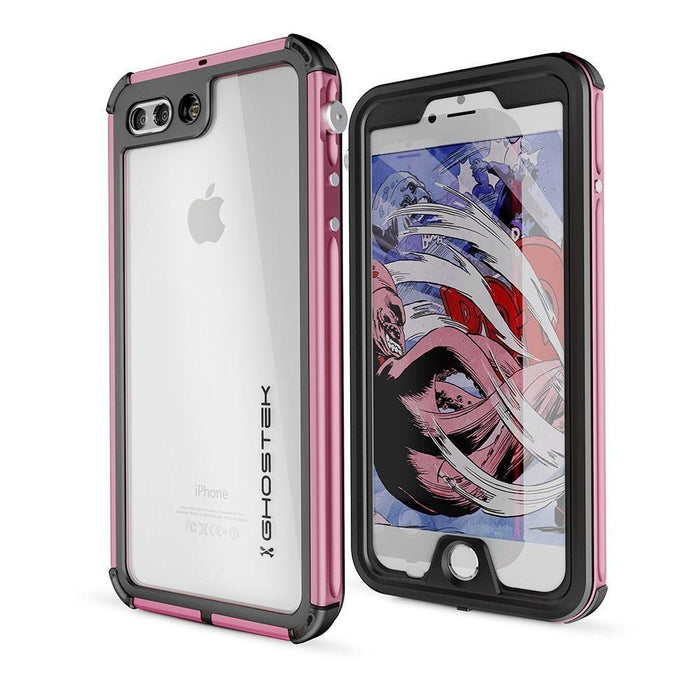iPhone 8+ Plus Waterproof Case, Ghostek® Atomic 3.0 Pink Series (Color in image: Pink)
