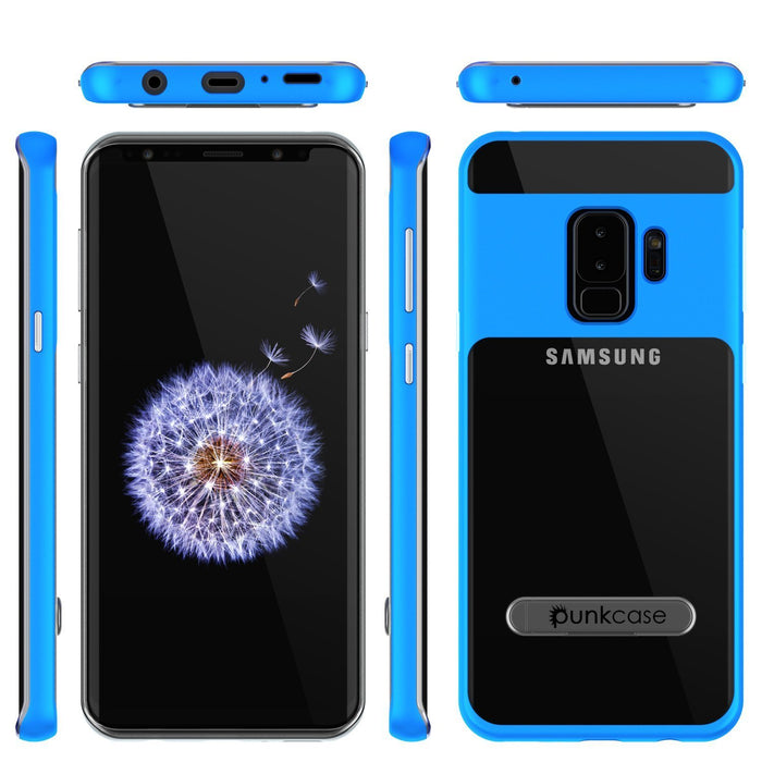Galaxy S9+ Plus Case, PUNKcase [LUCID 3.0 Series] [Slim Fit] [Clear Back] Armor Cover w/ Integrated Kickstand, Anti-Shock System & PUNKSHIELD Screen Protector for Samsung Galaxy S9+ Plus [Blue] (Color in image: Silver)