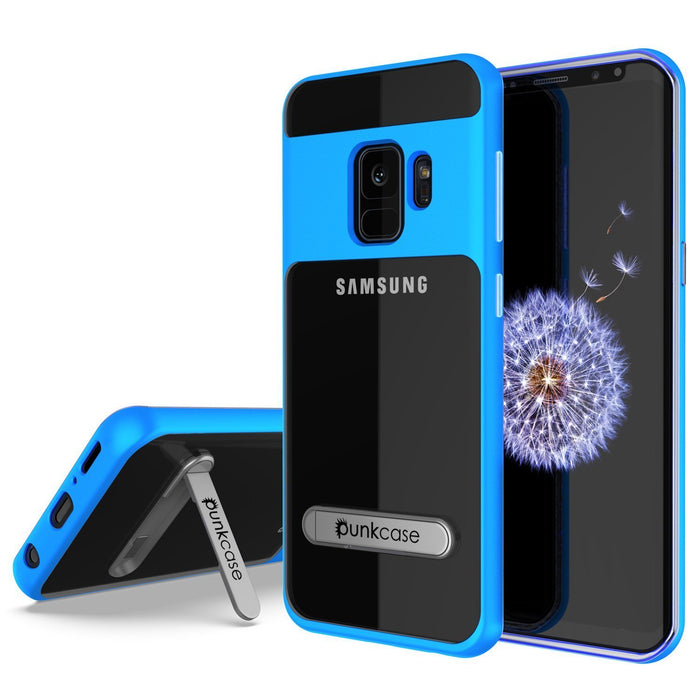 Galaxy S9 Case, PUNKcase [LUCID 3.0 Series] [Slim Fit] [Clear Back] Armor Cover w/ Integrated Kickstand, Anti-Shock System & PUNKSHIELD Screen Protector for Samsung Galaxy S9 [Blue] (Color in image: Blue)