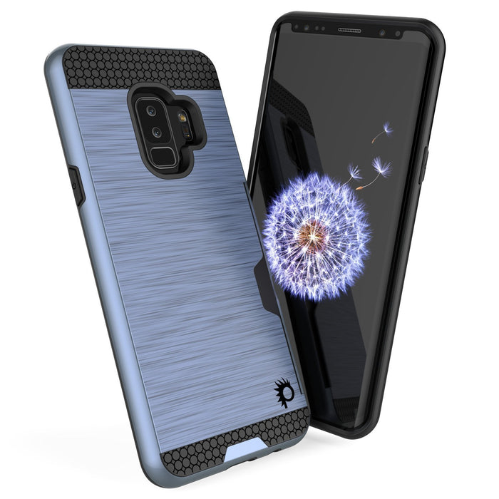 Galaxy S9 Plus Case, PUNKcase [SLOT Series] [Slim Fit] Dual-Layer Armor Cover w/Integrated Anti-Shock System, Credit Card Slot [Navy] (Color in image: Grey)