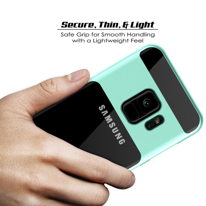 Galaxy S9 Case, PUNKcase [LUCID 3.0 Series] [Slim Fit] [Clear Back] Armor Cover w/ Integrated Kickstand, Anti-Shock System & PUNKSHIELD Screen Protector for Samsung Galaxy S9 [Teal] (Color in image: Silver)