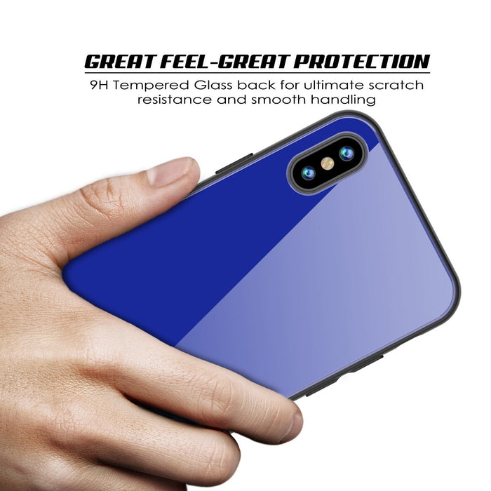 iPhone 8 Case, Punkcase GlassShield Ultra Thin Protective 9H Full Body Tempered Glass Cover W/ Drop Protection & Non Slip Grip for Apple iPhone 7 / Apple iPhone 8 (Blue) (Color in image: Red)