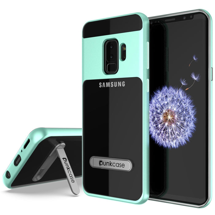 Galaxy S9+ Plus Case, PUNKcase [LUCID 3.0 Series] [Slim Fit] [Clear Back] Armor Cover w/ Integrated Kickstand, Anti-Shock System & PUNKSHIELD Screen Protector for Samsung Galaxy S9+ Plus [Teal] (Color in image: Teal)