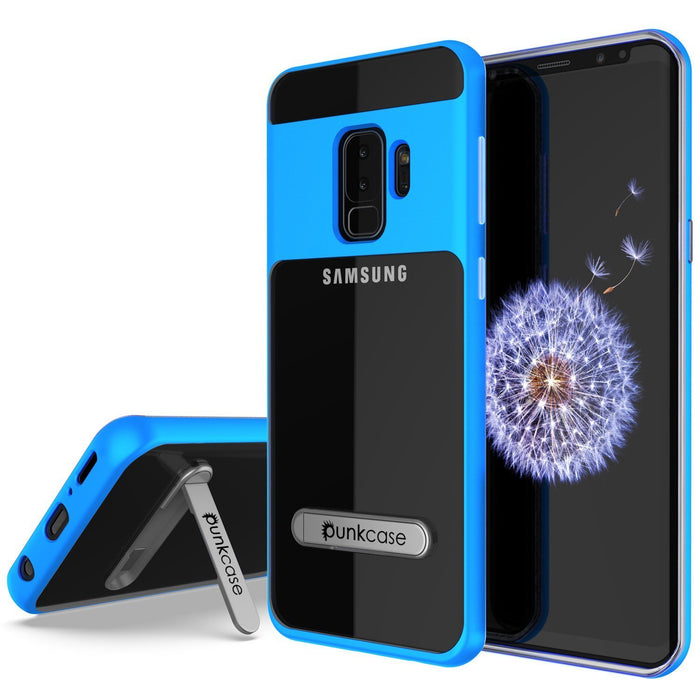 Galaxy S9+ Plus Case, PUNKcase [LUCID 3.0 Series] [Slim Fit] [Clear Back] Armor Cover w/ Integrated Kickstand, Anti-Shock System & PUNKSHIELD Screen Protector for Samsung Galaxy S9+ Plus [Blue] (Color in image: Blue)