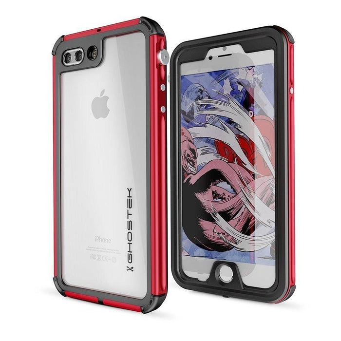 iPhone 8+ Plus Waterproof Case, Ghostek® Atomic 3.0 Red Series | Underwater | Touch-ID (Color in image: Red)
