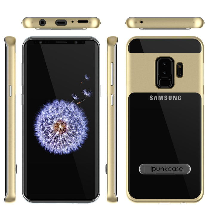 Galaxy S9+ Plus Case, PUNKcase [LUCID 3.0 Series] [Slim Fit] [Clear Back] Armor Cover w/ Integrated Kickstand, Anti-Shock System & PUNKSHIELD Screen Protector for Samsung Galaxy S9+ Plus [Gold] (Color in image: Silver)