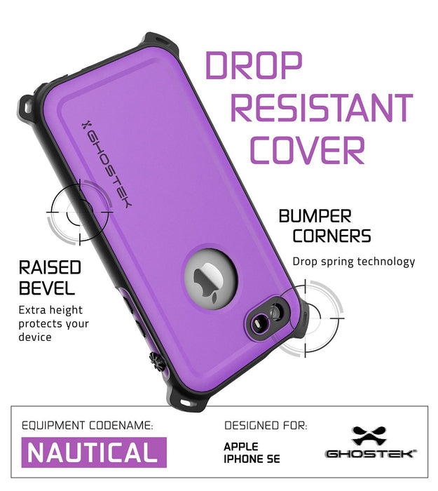 iPhone SE/5S/5 Waterproof Case, Ghostek® Nautical Purple Series| Underwater | Aluminum Frame (Color in image: Pink)