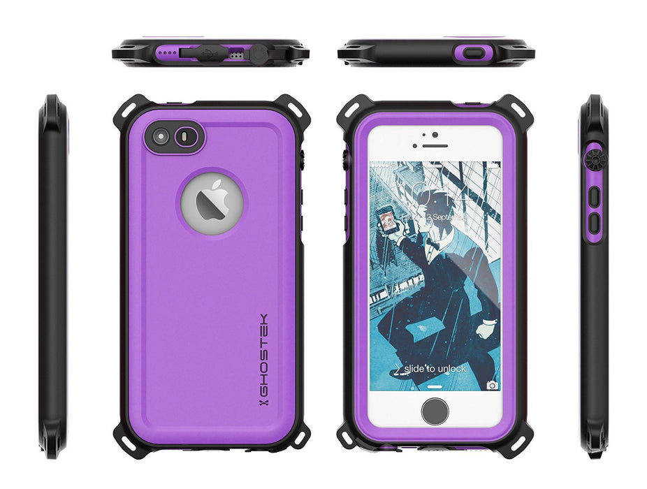 iPhone SE/5S/5 Waterproof Case, Ghostek® Nautical Purple Series| Underwater | Aluminum Frame (Color in image: Purple)