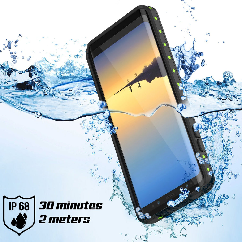Galaxy Note 8 Waterproof Case PunkCase StudStar Light Green Thin 6.6ft Underwater IP68 ShockProof (Color in image: black)