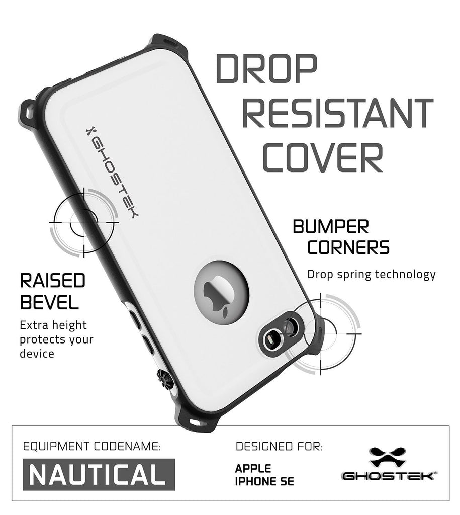 iPhone SE/5S/5 Waterproof Case, Ghostek® Nautical White Series| Underwater | Aluminum Frame (Color in image: Pink)