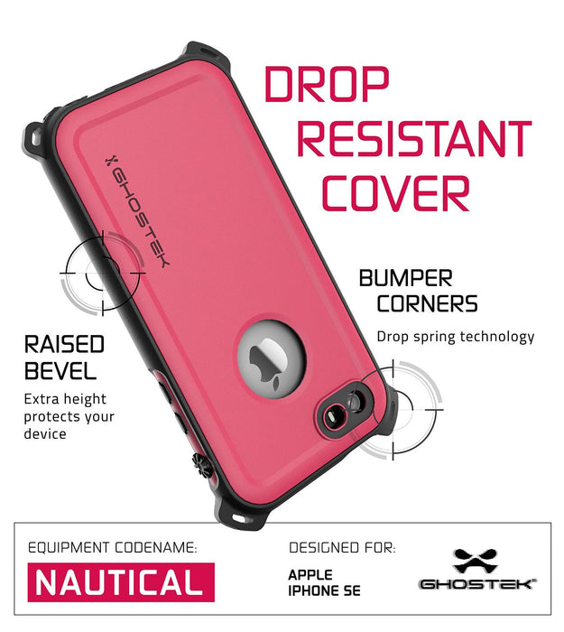 iPhone SE/5S/5 Waterproof Case, Ghostek® Nautical Pink Series| Underwater | Aluminum Frame (Color in image: Green)