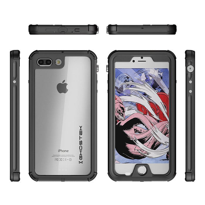 iPhone 8+ Plus Waterproof Case, Ghostek® Atomic 3.0 Black Series | Underwater | Touch-ID (Color in image: Silver)