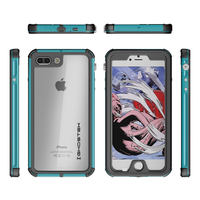 iPhone 8+ Plus Waterproof Case, Ghostek® Atomic 3.0 Teal Series (Color in image: Pink)