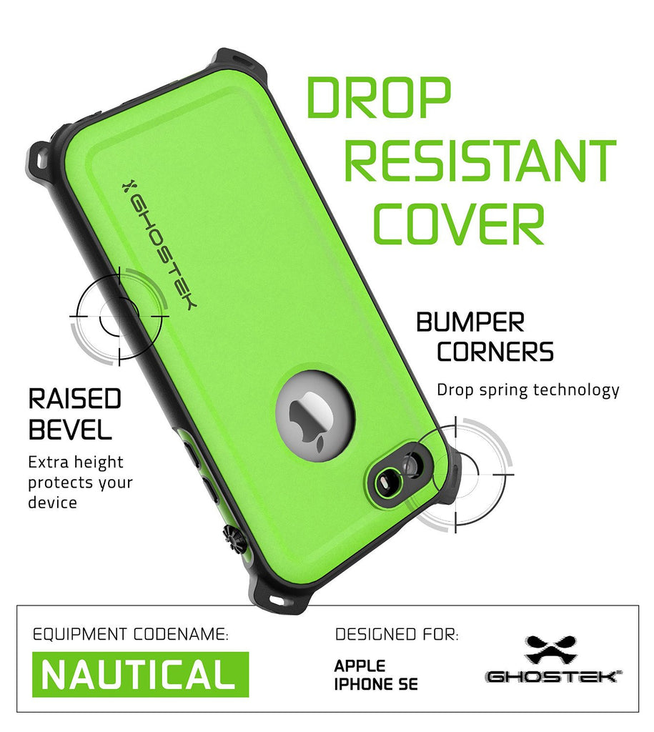iPhone SE/5S/5 Waterproof Case, Ghostek® Nautical Green Series| Underwater | Aluminum Frame (Color in image: Pink)