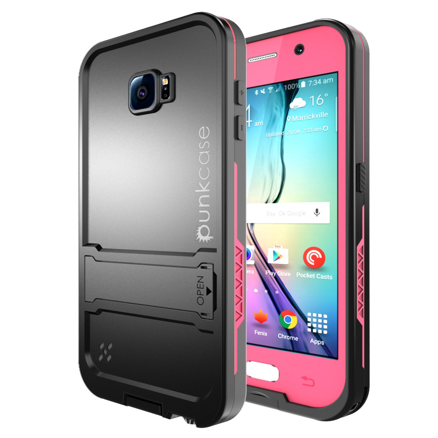 Galaxy S6 Waterproof Case, Punkcase SpikeStar Pink Water/Shock/Dirt/Snow Proof | Lifetime Warranty (Color in image: pink)