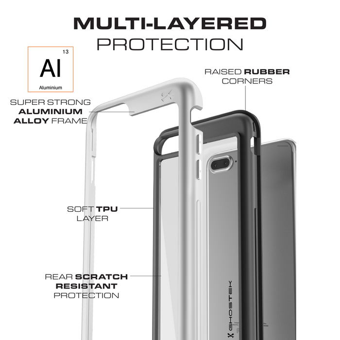iPhone 8+ Plus Waterproof Case, Ghostek® Atomic Series | Shockproof | Dirt-proof | Snow-proof | [BLACK] (Color in image: Red)