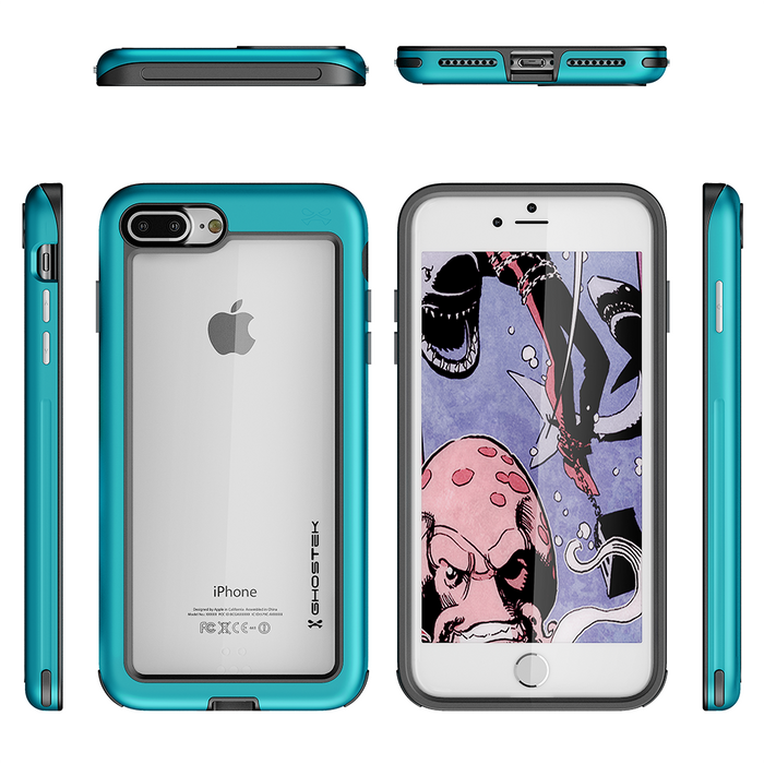 iPhone 8+ Plus Waterproof Case, Ghostek® Atomic Series | Shockproof | Dirt-proof | Snow-proof | Ultra Fit | [TEAL] (Color in image: Pink)