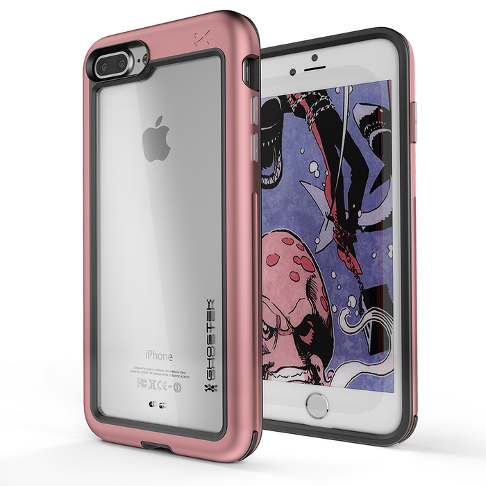 iPhone 8+ Plus Waterproof Case, Ghostek® Atomic Series | Shockproof | Dirt-proof | Snow-proof | Ultra Fit | [PINK] (Color in image: Pink)