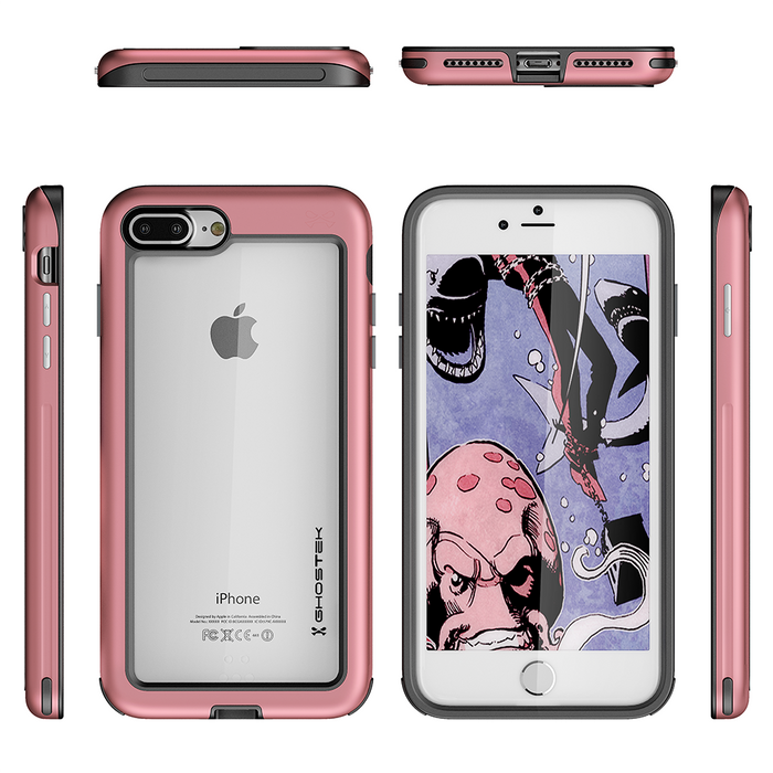 iPhone 8+ Plus Waterproof Case, Ghostek® Atomic Series | Shockproof | Dirt-proof | Snow-proof | Ultra Fit | [PINK] (Color in image: Gold)