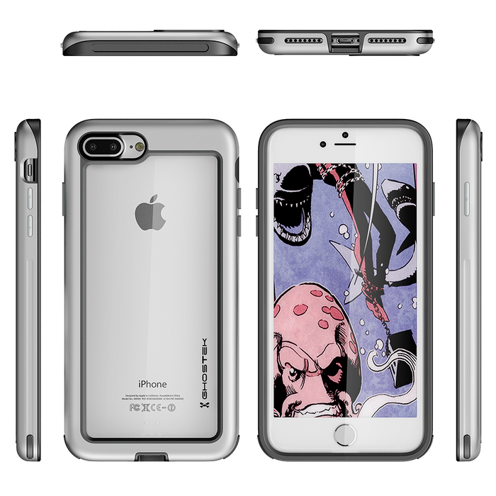 iPhone 8+ Plus Waterproof Case, Ghostek® Atomic Series | Shockproof | Dirt-proof | Snow-proof | Ultra Fit | [SILVER] (Color in image: Pink)