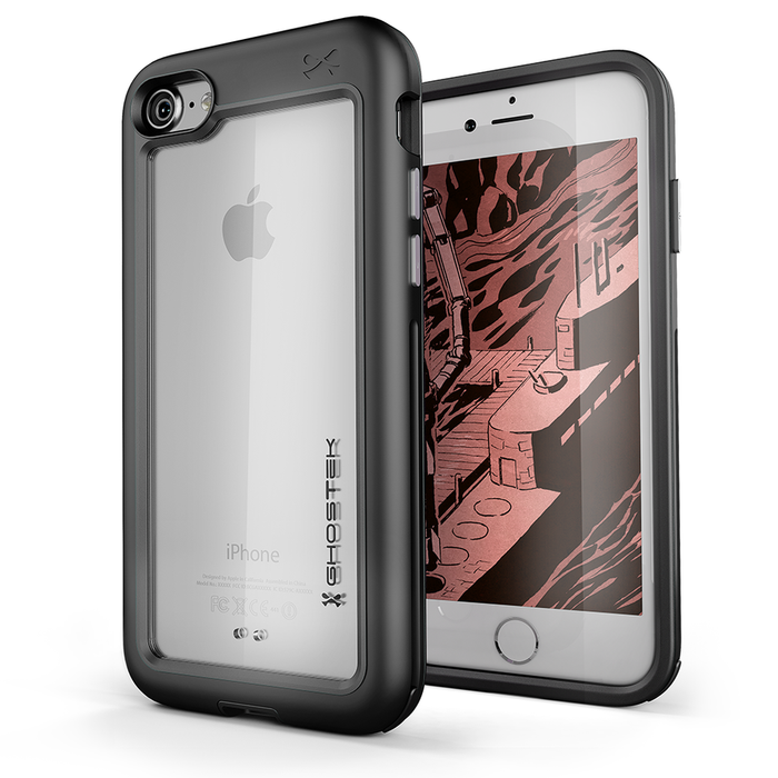 iPhone 8 Waterproof Case, Ghostek® Atomic Series | Shockproof | Dirt-proof | Snow-proof | Ultra Fit | [Black] (Color in image: Gold)
