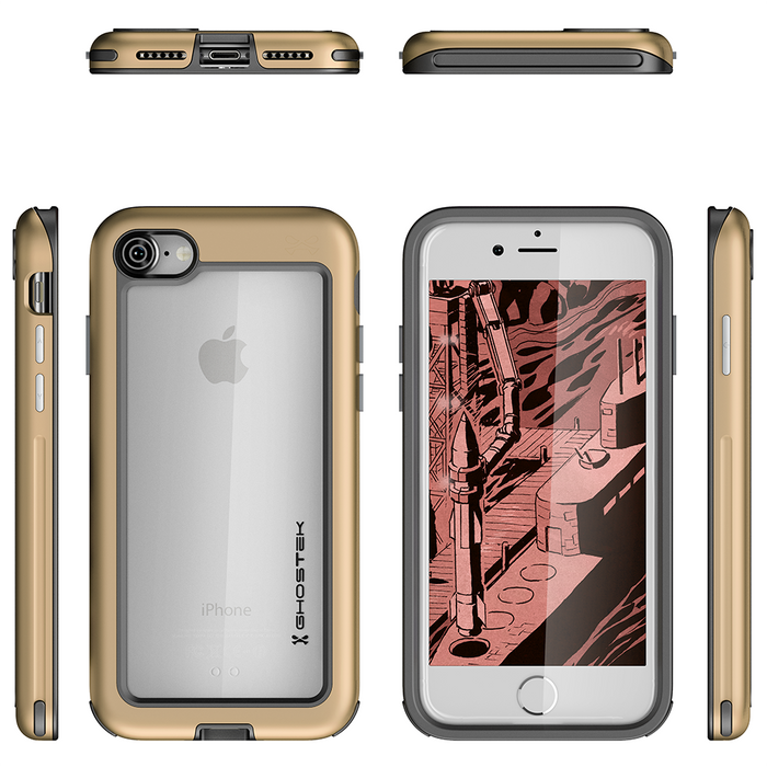 iPhone 8 Waterproof Case, Ghostek® Atomic Series | Shockproof | Dirt-proof | Snow-proof | | Ultra Fit | [GOLD] (Color in image: Red)