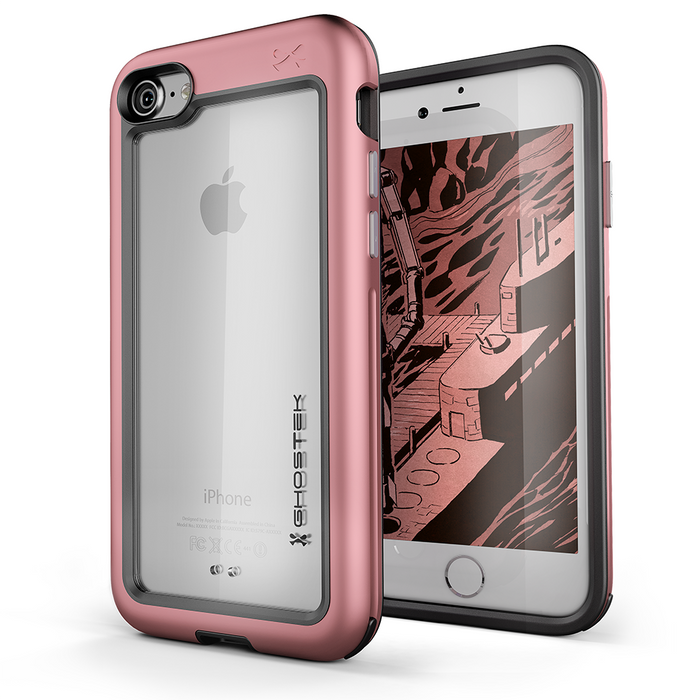 iPhone 8 Waterproof Case, Ghostek® Atomic Series | Shockproof | Dirt-proof | Snow-proof | Ultra Fit | [PINK] (Color in image: Pink)