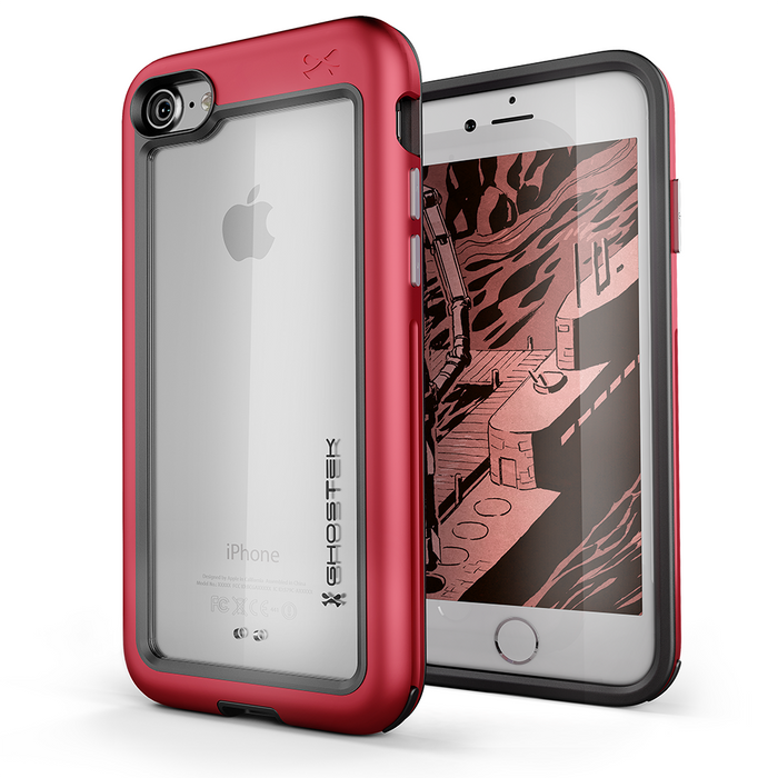 iPhone 7 Case, Ghostek®  Atomic Slim Series  for iPhone 7 Rugged Heavy Duty Case [RED] (Color in image: Red)