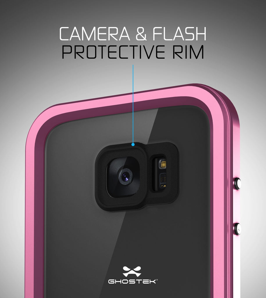 Galaxy S7 EDGE Waterproof Case, Ghostek Atomic 2.0 Pink Shock/Dirt/Snow Proof | Lifetime Warranty (Color in image: Silver)