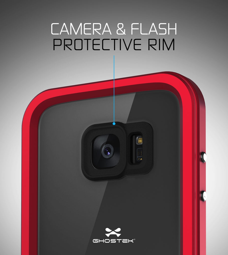 Galaxy S7 EDGE Waterproof Case, Ghostek Atomic 2.0 Red Shock/Dirt/Snow Proof | Lifetime Warranty (Color in image: Silver)