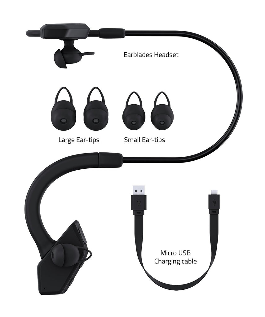 Headphones Bluetooth, Ghostek Earblades White Sweatproof Bluetooth 4.1 Headphones Water Resistant (Color in image: white / black)