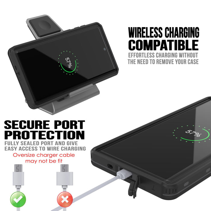 PunkCase Galaxy Note 10 Waterproof Case, [KickStud Series] Armor Cover [Black] (Color in image: White)