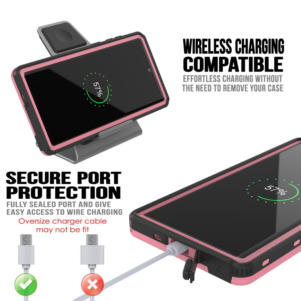 PunkCase Galaxy Note 10 Waterproof Case, [KickStud Series] Armor Cover [Pink] (Color in image: Light Blue)